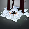 Black Spider With Orange Legs Crawling On Cracked Ground Surrounded By Trees 3d model