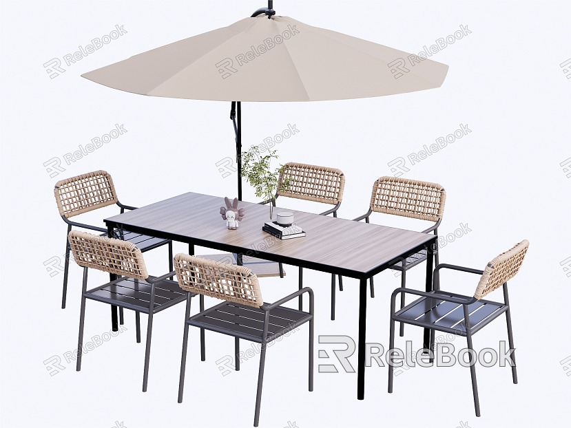 Outdoor sun umbrella table and chairs model