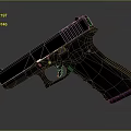 Black Tactical Pistol With Textured Grip And Metallic Finish On Grey Background
