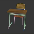 Sturdy Wooden Desk And Chair Set With Metal Legs For Home Office Furniture