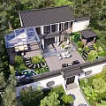 Luxurious Detached Villa With Landscaped Garden Outdoor Terrace And Tree Surrounded Greenery