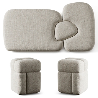 Modern Sofa Stool Fabric Stool 3d model