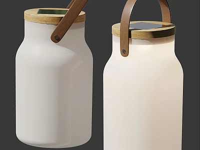 Modern White Ceramic Table Lamp With Wooden Handle And Portable Design 3d model