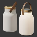 Modern White Ceramic Table Lamp With Wooden Handle And Portable Design
