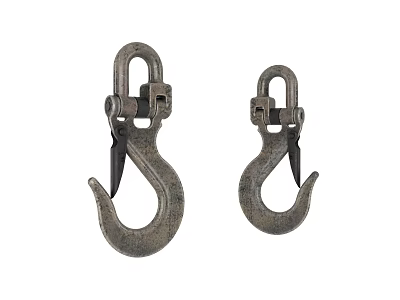 Two Vintage Metal Hooks With Closed Hook Design And Top Ring 3d model