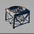 Blue Metal Framed Industrial Equipment Featuring Circular Top Structure And Stable Base 3d model