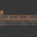 Long Multi Level Building With Yellow Top Railing And Wooden Gray Elements Design