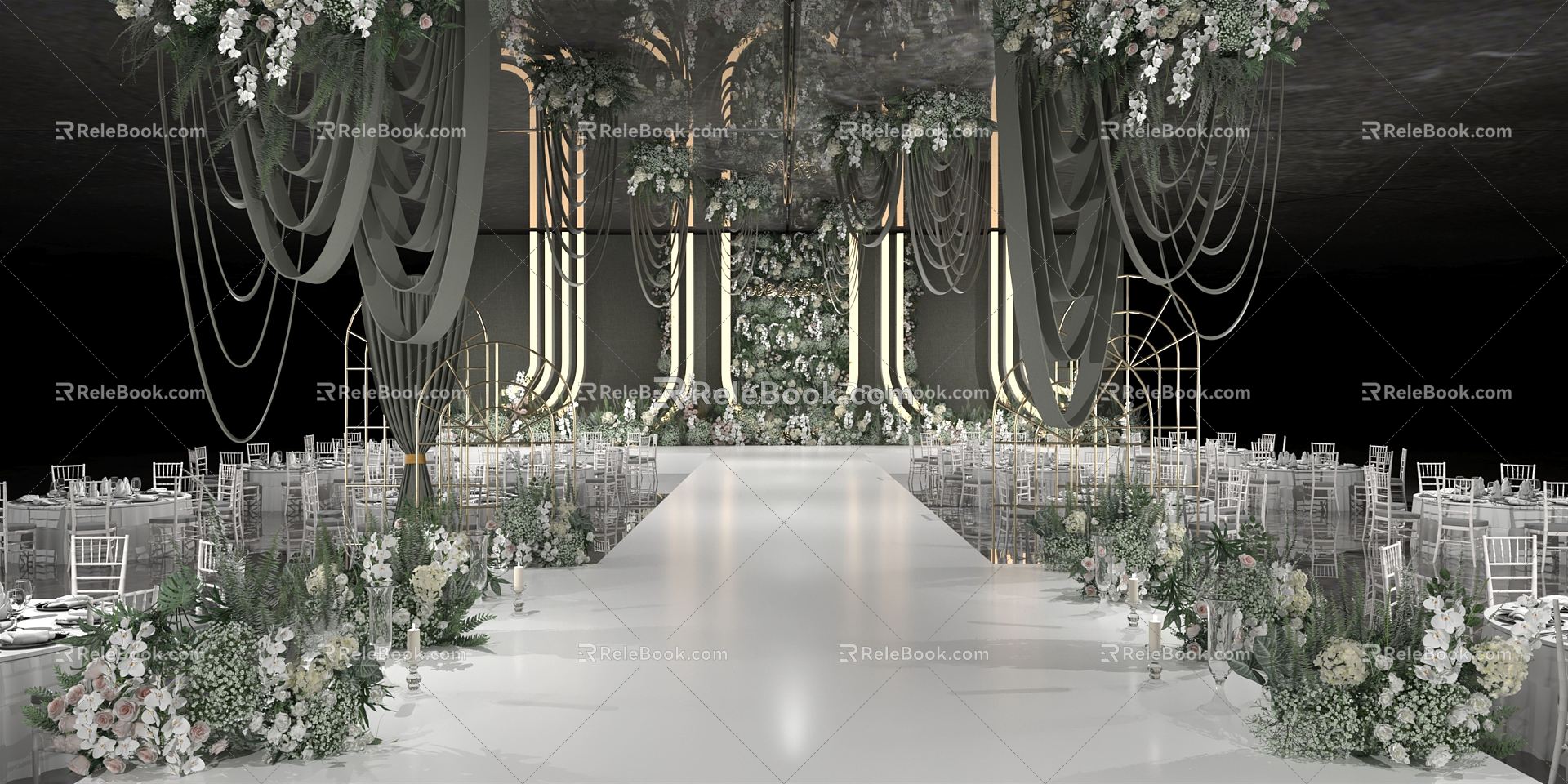 Modern Wedding Scene Han Green Wedding Venue Layout model