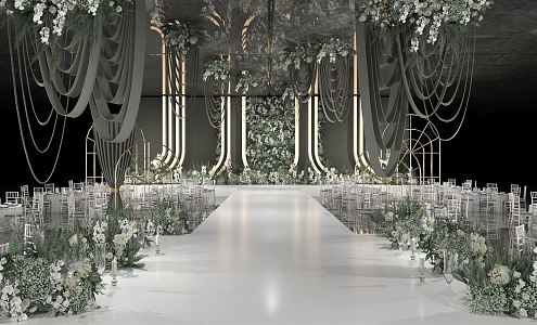 Modern Wedding Scene Han Green Wedding Venue Layout 3d model