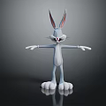 Cartoon Rabbit Character With Long Ears Outstretched Arms And White Body