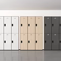 Modern Office Lockers With Numbered Doors In Wooden White And Gray Finishes
