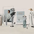 Stylish Floral Display For Fashion Retail Store With Mannequins Clothing And Decor