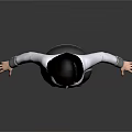 3D Character Woman In White Top With Pink Bow Gray Skirt Arms Outstretched Standing Pose