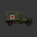 Military Green Medical Tank Model with Red Cross Markings and Classic Design