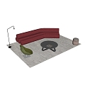 Modern Sofa Combination Sofa Coffee Table Chair 3d model