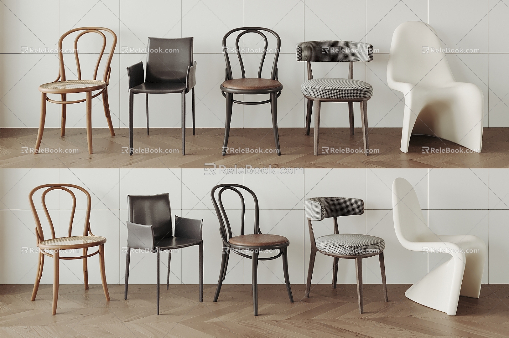 Middle Style Dining Chair Single Chair 3d model