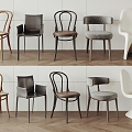 Middle Style Dining Chair Single Chair 3d model