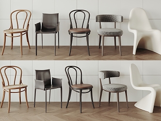 Middle Style Dining Chair Single Chair 3d model