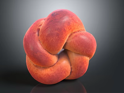 Reddish Orange Knotted Object with Glossy Surface and Twisted Form on Dark Background 3d model
