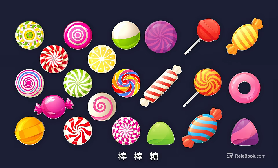 Colorful Lollipop Shaped Hanging Decorations with Various Patterns for Kids Room Party Decor 3d model 
