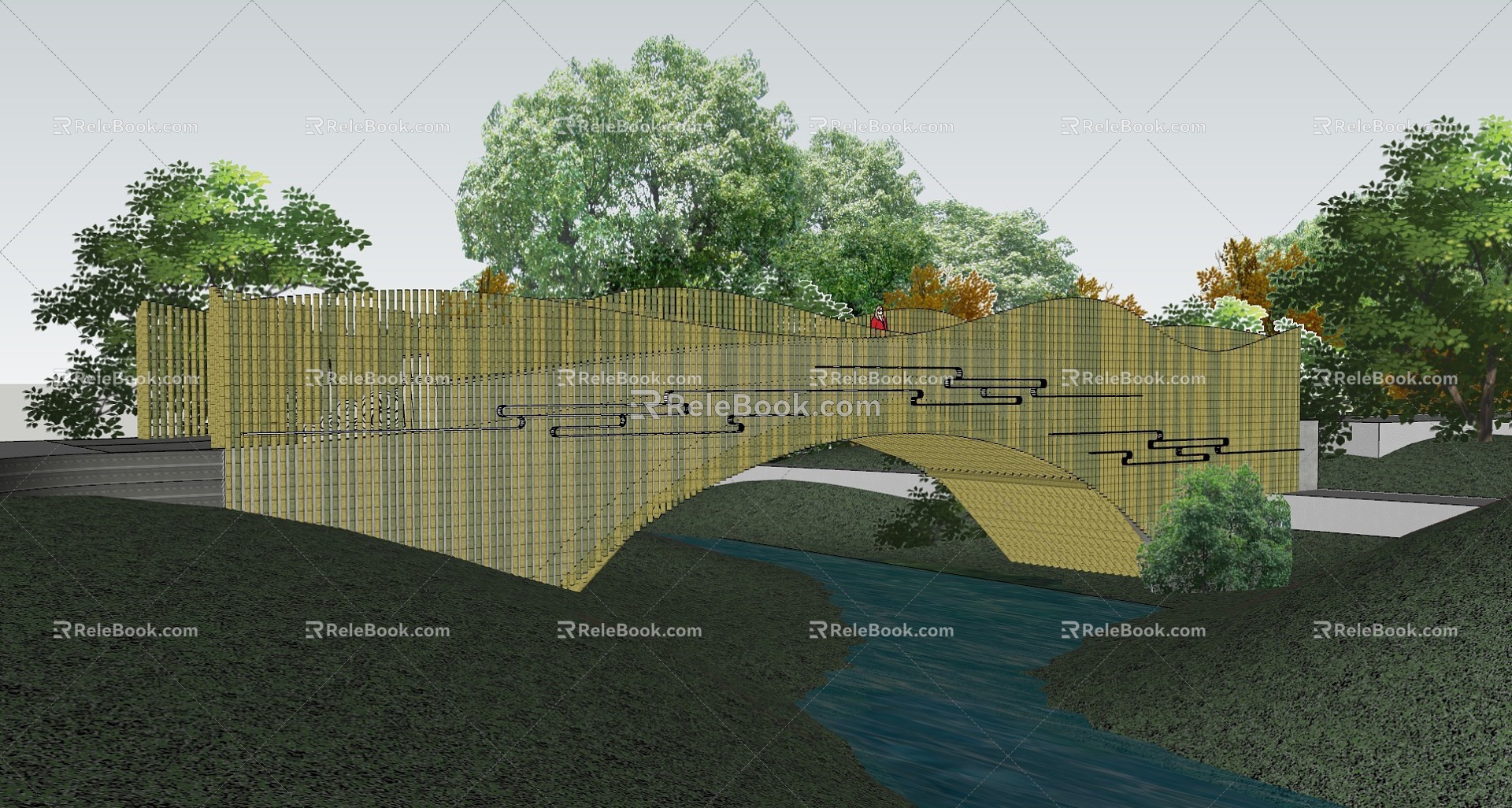 Landscape Bridge Reconstruction of Old Bridge in Scenic Spot model