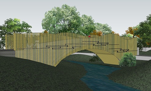 Landscape Bridge Reconstruction of Old Bridge in Scenic Spot 3d model