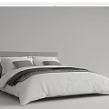 Sleek Modern Double Bed With Gray Headboard White Bedding And Decorative Pillows 3d model