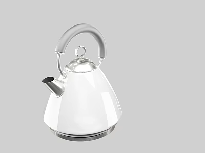 White Electric Kettle with Modern Design and Stainless Steel Handle Spout 3d model