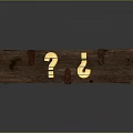 Vintage Wooden Box Design With Gold Question Marks And Metal Hinges