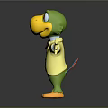 Green Reptile Cartoon Character In Yellow Coat With Bowtie And Open Arms On Gray Background