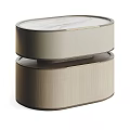 Elegant Modern Nightstand Design With Round Marble Top And Wooden Base
