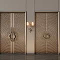 Modern Elegant Bronze Double Doors With Intricate Patterns Wall Sconces And Room Numbers 501 502