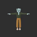 Game and Movie Character With Light Blue Hair Green Top Brown Pants And Outstretched Arms