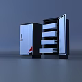 Closed And Open Security Safe Cabinets With Lock And Drawers