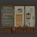 Vintage Wooden Bookcase Storage Unit With Multiple Shelves Drawers And Decorative Display Elements