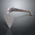 Rustic Agricultural Equipment Hand Hoe with Metal Blade and Wooden Handle