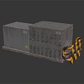 Household Gray Storage Units With Yellow Black Safety Barriers And Smooth Surface