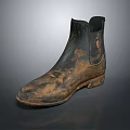 Black Outdoor Boots Featuring Muddy Surface and Rugged Worn Look for Heavy Duty Work