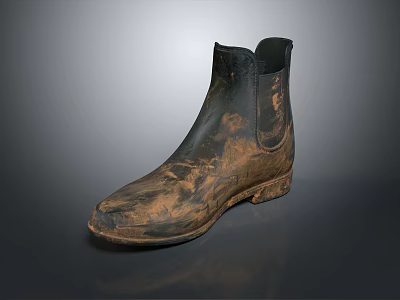 Black Outdoor Boots Featuring Muddy Surface and Rugged Worn Look for Heavy Duty Work 3d model