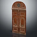 Solid Wood Double Door With Intricate Carved Patterns And Arched Lintel Top 3d model