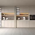Modern Open Kitchen Sideboard Design With Sleek Cabinets Integrated Lighting And Functional Storage Solutions 3d model