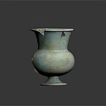 Vintage Turquoise Ceramic Furniture Decor Urn with Chipped Edges and Classic Style
