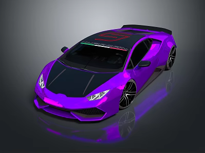 Purple Sleek Sports Car With Black Body Accents And Rear Spoiler Aerodynamic Design 3d model