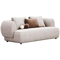Modern Minimalist Double Sofa in Brown and Beige with Decorative Pillows