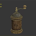 Wooden Coffee Grinder With Metal Top And Wooden Handle Café Label Kitchen Appliance