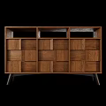 Modern Solid Oak Entryway Cabinet Sideboard With Multiple Drawers And Open Compartments 3d model