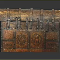 Antique Wooden Chest With Ornate Metal Clasps And Intricate Carved Details