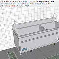 Cafeteria Stainless Steel Double Sink Setup With Tiled Wall And Floor Drain