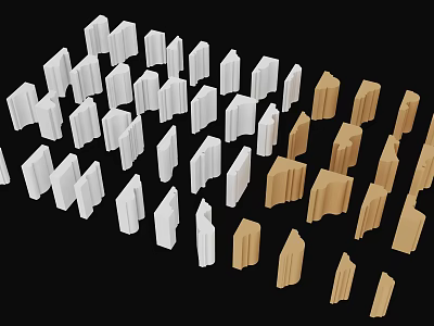 Different Styles White And Brown Gypsum Cornice For Interior Decoration 3d model