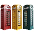 Vintage Telephone Booths In Various Colors With Decorative Crown Top Design